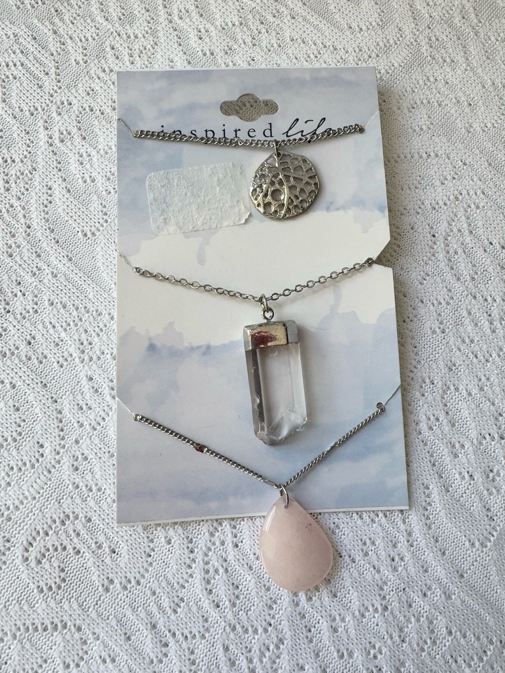 Inspired Life 3-Piece Layered Necklace Set Tree of Life Clear & Rose